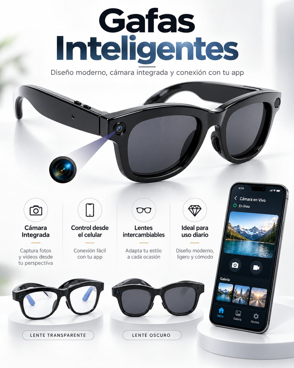 Lentes inteligentes con cámara y traductor