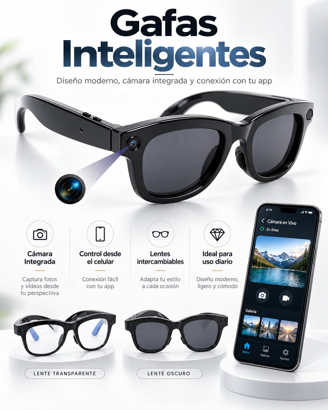 Lentes inteligentes con cámara y traductor