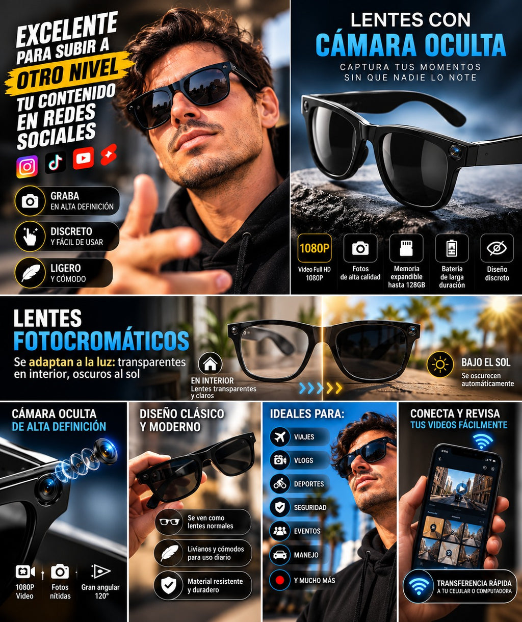 Lentes inteligentes con cámara y traductor