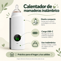 Calentador de mamaderas inalámbrico con carga USB-C y diseño compacto